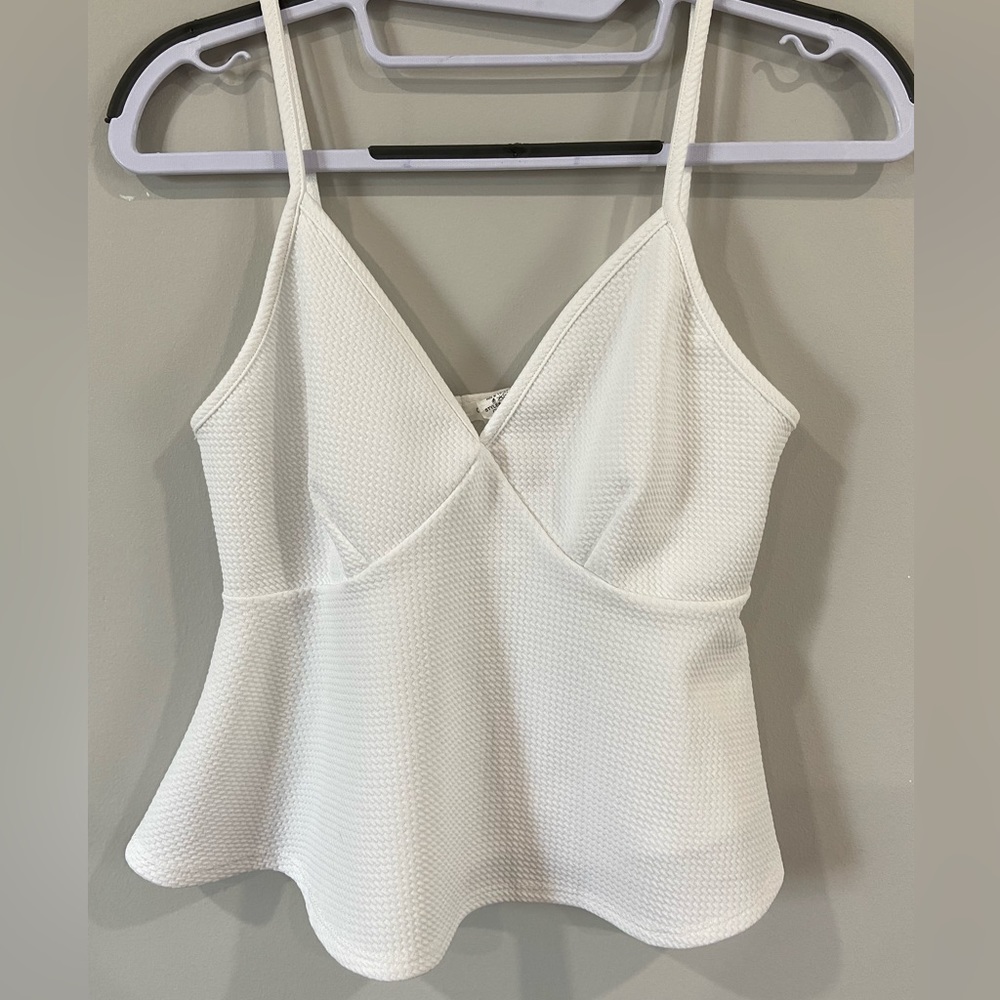 Caution to The Wind White V-Neck Peplum Top